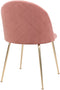 House Nordic Geneve Eetkamerstoel Velvet - Roze Messing - Set van 2