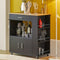 SoBuy FKW113-SCH - Keukenkast - Zwarte Multifunctionele Buffetkast met Wielen - 82 x 46 x 88 cm