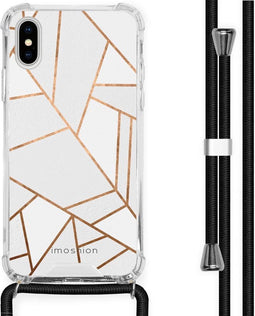iMoshion Hoesje Geschikt voor iPhone Xs / X Hoesje Met Koord - iMoshion Design Hoesje met Koord - Wit / Meerkleurig / Goud / White Graphic