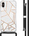 iMoshion Hoesje Geschikt voor iPhone Xs / X Hoesje Met Koord - iMoshion Design Hoesje met Koord - Wit / Meerkleurig / Goud / White Graphic
