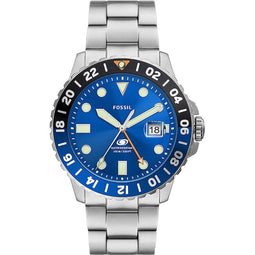 Fossil FS5991 - Herenhorloge - GMT-wijzer - Blauwe sunray wijzerplaat