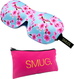 SMUG 3D Slaapmasker met Opbergzakje - 100% Verduisterend - Ergonomisch Oogmasker - Cherry Blossom Print