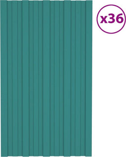 vidaXL - Dakpanelen - 36 - st - 80x45 - cm - gegalvaniseerd - staal - groen