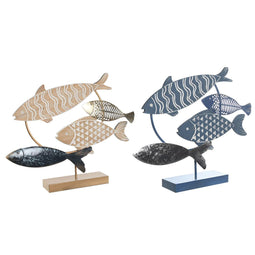 Decoratieve figuren DKD Home Decor 53 x 9 x 45 cm Natuurlijk Blauw Gouden Spiralen Mediterrane (2...