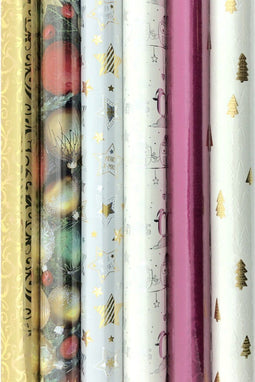 Christmasworld K436 - Cadeaupapier - 6 rollen 300 x 70 cm - Multikleur (6 stuks)