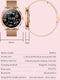 Valante Luxe Smartwatch - Smartwatch Dames - Rosé goud staal - 42 mm - Stappenteller - Hartslagmeter - Bloeddrukmeter - Saturatiemeter