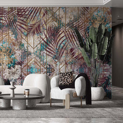 Melli Mello Faded Fantasy Wall Mural Bordeaux/Petrol