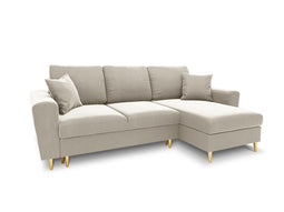 Micadoni Velvet Reversible Corner Sofa With Bed Function And Box "Moghan" 4 Seats