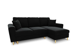 Micadoni Velvet Reversible Corner Sofa With Bed Function And Box "Moghan" 4 Seats