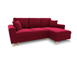 Micadoni Velvet Reversible Corner Sofa With Bed Function And Box "Moghan" 4 Seats