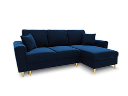 Micadoni Velvet Reversible Corner Sofa With Bed Function And Box "Moghan" 4 Seats