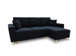 Micadoni Velvet Reversible Corner Sofa With Bed Function And Box "Moghan" 4 Seats