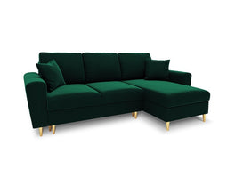 Micadoni Velvet Reversible Corner Sofa With Bed Function And Box "Moghan" 4 Seats