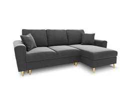 Micadoni Velvet Reversible Corner Sofa With Bed Function And Box "Moghan" 4 Seats