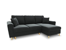 Micadoni Velvet Reversible Corner Sofa With Bed Function And Box "Moghan" 4 Seats