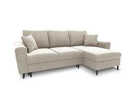 Micadoni Velvet Reversible Corner Sofa With Bed Function And Box "Moghan" 4 Seats
