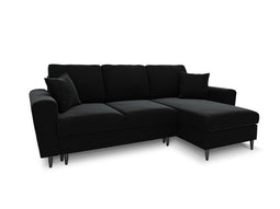 Micadoni Velvet Reversible Corner Sofa With Bed Function And Box "Moghan" 4 Seats