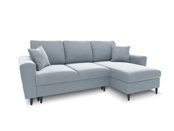 Micadoni Velvet Reversible Corner Sofa With Bed Function And Box "Moghan" 4 Seats