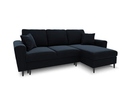 Micadoni Velvet Reversible Corner Sofa With Bed Function And Box "Moghan" 4 Seats