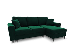 Micadoni Velvet Reversible Corner Sofa With Bed Function And Box "Moghan" 4 Seats