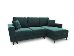 Micadoni Velvet Reversible Corner Sofa With Bed Function And Box "Moghan" 4 Seats