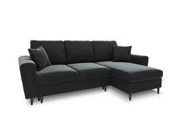 Micadoni Velvet Reversible Corner Sofa With Bed Function And Box "Moghan" 4 Seats