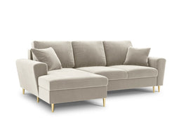 Micadoni Velvet Left Corner Sofa With Bed Function And Box, "Moghan", 4 Seats