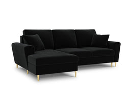 Micadoni Velvet Left Corner Sofa With Bed Function And Box, "Moghan", 4 Seats