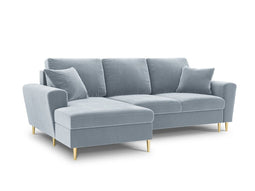 Micadoni Velvet Left Corner Sofa With Bed Function And Box, "Moghan", 4 Seats