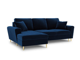 Micadoni Velvet Left Corner Sofa With Bed Function And Box, "Moghan", 4 Seats