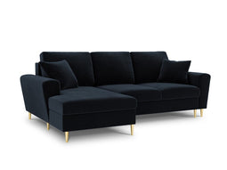 Micadoni Velvet Left Corner Sofa With Bed Function And Box, "Moghan", 4 Seats