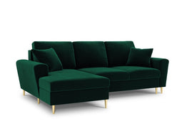 Micadoni Velvet Left Corner Sofa With Bed Function And Box, "Moghan", 4 Seats