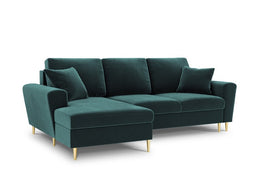 Micadoni Velvet Left Corner Sofa With Bed Function And Box, "Moghan", 4 Seats