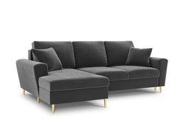 Micadoni Velvet Left Corner Sofa With Bed Function And Box, "Moghan", 4 Seats