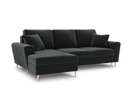 Micadoni Velvet Left Corner Sofa With Bed Function And Box, "Moghan", 4 Seats