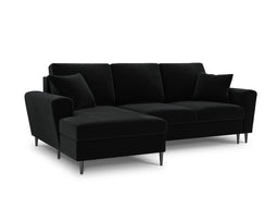 Micadoni Velvet Left Corner Sofa With Bed Function And Box, "Moghan", 4 Seats