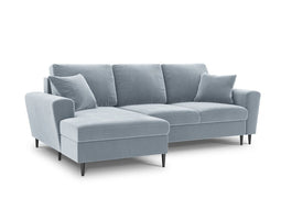 Micadoni Velvet Left Corner Sofa With Bed Function And Box, "Moghan", 4 Seats