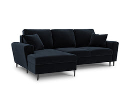 Micadoni Velvet Left Corner Sofa With Bed Function And Box, "Moghan", 4 Seats