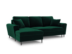 Micadoni Velvet Left Corner Sofa With Bed Function And Box, "Moghan", 4 Seats