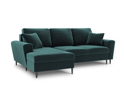 Micadoni Velvet Left Corner Sofa With Bed Function And Box, "Moghan", 4 Seats