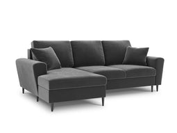 Micadoni Velvet Left Corner Sofa With Bed Function And Box, "Moghan", 4 Seats