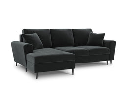 Micadoni Velvet Left Corner Sofa With Bed Function And Box, "Moghan", 4 Seats