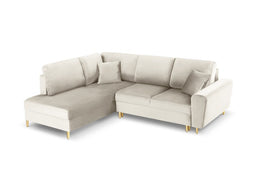 Micadoni Velvet Left Corner Sofa With Bed Function And Box "Moghan" 5 Seats