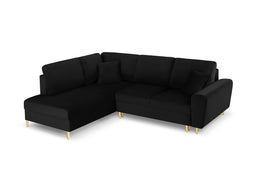 Micadoni Velvet Left Corner Sofa With Bed Function And Box "Moghan" 5 Seats