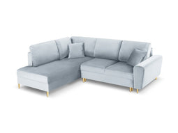 Micadoni Velvet Left Corner Sofa With Bed Function And Box "Moghan" 5 Seats