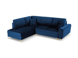 Micadoni Velvet Left Corner Sofa With Bed Function And Box "Moghan" 5 Seats
