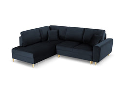 Micadoni Velvet Left Corner Sofa With Bed Function And Box "Moghan" 5 Seats