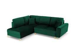 Micadoni Velvet Left Corner Sofa With Bed Function And Box "Moghan" 5 Seats