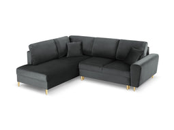 Micadoni Velvet Left Corner Sofa With Bed Function And Box "Moghan" 5 Seats