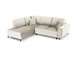 Micadoni Velvet Left Corner Sofa With Bed Function And Box "Moghan" 5 Seats